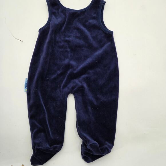 VTG Mickey Mouse SZ 0/6M Blue Navy Velour Stars Bodysuit Snap Y2K - Picture 6 of 6